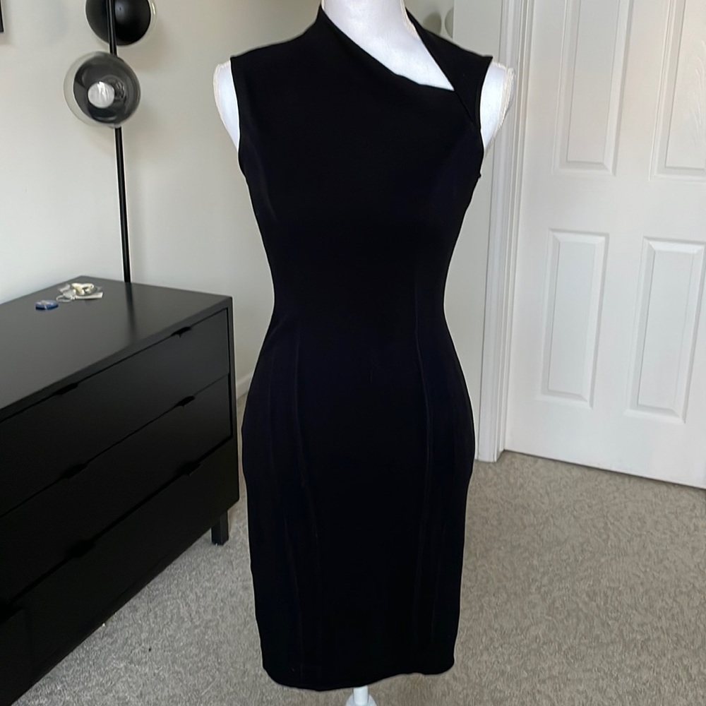 Helmut Lang - black dress w neck accent - US 4